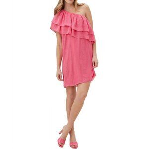 Trina Turk 'Phebe' One-Shoulder Eyelet Mini-Dress, Flower Child Pink
